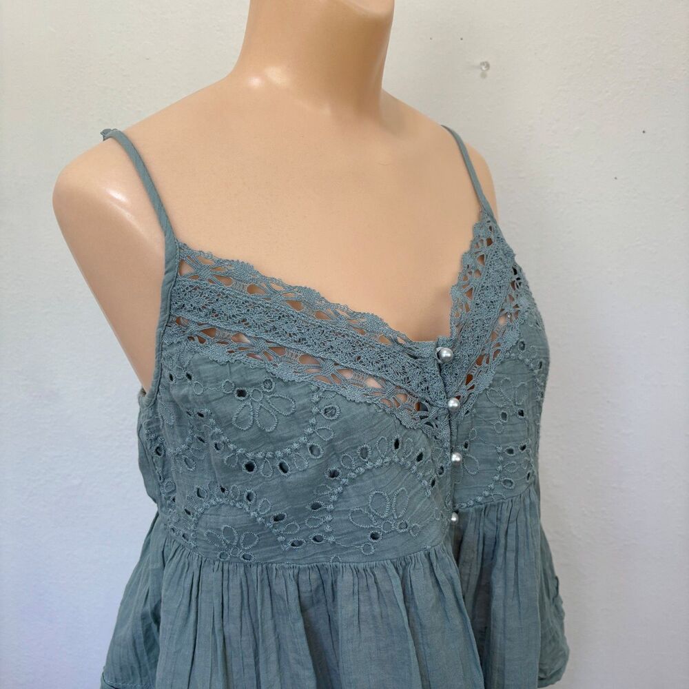Y2K American Eagle Babydoll Forest Fairy Cami Top Medium Boho Earthy Granola